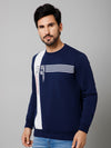 Cantabil Printed Blue Full Sleeves Round Neck Regular Fit Casual Sweatshirt For Men