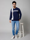 Cantabil Printed Blue Full Sleeves Round Neck Regular Fit Casual Sweatshirt For Men