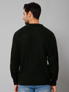 Cantabil Self Design Olive Full Sleeves Round Neck Regular Fit Casual Sweater for Men