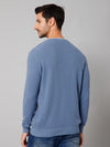 Cantabil Self Design Sky Blue Full Sleeves Round Neck Regular Fit Casual Sweater for Men