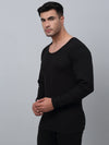 Cantabil Solid Round Neck Full Sleeves Black Thermal Top For Men