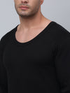 Cantabil Solid Round Neck Full Sleeves Black Thermal Top For Men