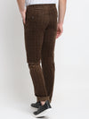 Cantabil Men Brown Corduroy Blend Checkered Regular Fit Casual Trouser (6732602376331)