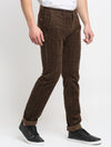 Cantabil Men Brown Corduroy Blend Checkered Regular Fit Casual Trouser (6732602376331)