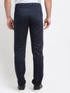 Cantabil Men Navy Blue Cotton blend Solid Regular Fit Casual Trouser (6729673703563)