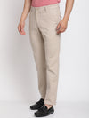 Cantabil Men Beige Cotton Blend Solid Regular Fit Casual Trouser (6768422224011)