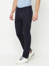 Cantabil Men Navy Blue Cotton Blend Solid Regular Fit Casual Trouser (6827906039947)