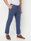 Cantabil Men Blue Cotton Blend Checkered Regular Fit Casual Trouser (6816289423499)