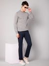 Cantabil Men Navy Blue Cotton Blend Solid Regular Fit Casual Trouser (7048948482187)