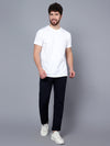 Cantabil Men Navy Blue Cotton Blend Self Design Regular Fit Casual Trouser (7089757094027)
