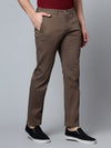 Cantabil Men Brown Cotton Blend Self Design Regular Fit Casual Trouser (7121317494923)