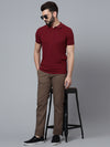 Cantabil Men Brown Cotton Blend Self Design Regular Fit Casual Trouser (7121317494923)