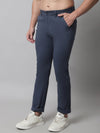 Cantabil Men Blue Cotton Blend Self Design Regular Fit Casual Trouser (7070932992139)