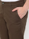 Cantabil Men Olive Cotton Blend Self Design Regular Fit Casual Trouser (7069505486987)