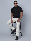 Cantabil Men Beige Cotton Blend Self Design Regular Fit Casual Trouser (7135785451659)