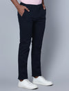 Cantabil Men Navy Blue Cotton Blend Self Design Regular Fit Casual Trouser (7135787384971)