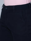 Cantabil Men Navy Blue Cotton Blend Self Design Regular Fit Casual Trouser (7135787384971)