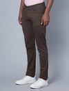 Cantabil Men Brown Cotton Blend Self Design Regular Fit Casual Trouser (7135788171403)
