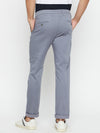 Cantabil Grey Printed Non Pleated Regular Fit Mid Rise Casual Trousers for Men