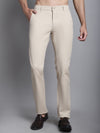 Cantabil Beige Solid Non Pleated Regular Fit Mid Rise Casual Trousers for Men (7165643915403)