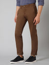 Cantabil Solid Non Pleated Regular Fit Mid Rise Brown Casual Trousers for Men