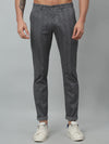 Cantabil Checkered Non Pleated Regular Fit Mid Rise Grey Casual Trousers for Men