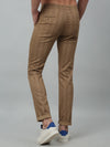 Cantabil Checkered Non Pleated Regular Fit Mid Rise Khaki Casual Trousers for Men