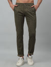 Cantabil Checkered Non Pleated Regular Fit Mid Rise Olive Casual Trousers for Men