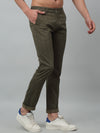 Cantabil Checkered Non Pleated Regular Fit Mid Rise Olive Casual Trousers for Men