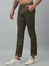 Cantabil Checkered Non Pleated Regular Fit Mid Rise Olive Casual Trousers for Men