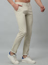 Cantabil Self Design Non Pleated Regular Fit Mid Rise Beige Casual Trousers for Men