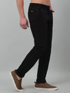 Cantabil Black Non Pleated Self DesignStretchable Casual Trouser For Men