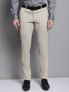 Cantabil Beige Solid Non Pleated Regular Fit Mid Rise Formal Trousers for Men (7162826948747)