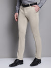Cantabil Beige Solid Non Pleated Regular Fit Mid Rise Formal Trousers for Men (7162826948747)