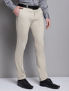 Cantabil Beige Solid Non Pleated Regular Fit Mid Rise Formal Trousers for Men (7162826948747)