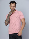 Cantabil Men Polo Neck Pink T-Shirt (7134690017419)