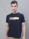 Cantabil Men Navy Blue Round Neck T-Shirt (7136115097739)
