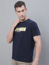 Cantabil Men Navy Blue Round Neck T-Shirt (7136115097739)