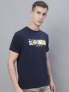 Cantabil Men Navy Blue Round Neck T-Shirt (7136115097739)