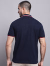 Cantabil Men Navy Blue Polo Neck T-Shirt (7139059433611)
