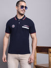 Cantabil Men Navy Blue Polo Neck T-Shirt (7139059433611)