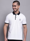 Cantabil Men White Polo Neck T-Shirt (7139066151051)