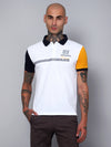 Cantabil Men White Solid Half Sleeves Polo Neck Casual T-Shirt (7152901947531)