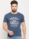 Cantabil Men Blue Round Neck T-Shirt (7135109087371)