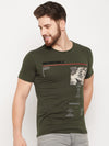 Cantabil Men Olive Round Neck T-Shirt (7135114428555)