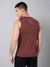 Cantabil Regular Fit Solid Round Neck Sleeveless Wine Active Wear T-Shirt for Men