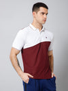 Cantabil Regular Fit Colorblock Polo Neck Half Sleeve Maroon Active Wear T-Shirt for Men