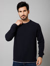 Cantabil Solid Navy Blue Full Sleeves Round Neck Regular Fit Casual Sweatshirt For Men