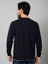 Cantabil Solid Navy Blue Full Sleeves Round Neck Regular Fit Casual Sweatshirt For Men