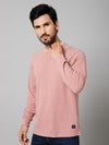 Cantabil Solid Pink Full Sleeves Round Neck Regular Fit Casual Sweatshirt for Mens